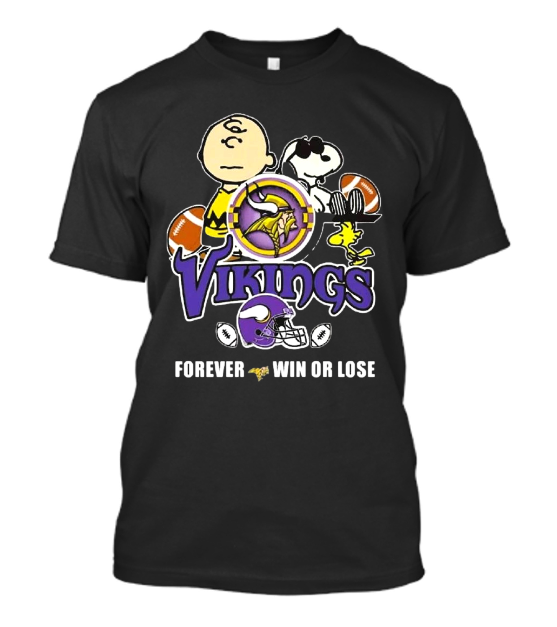 Vikings Snoopy Forever Win Or Lose Charlie Brown Football Peanuts T-Shirt