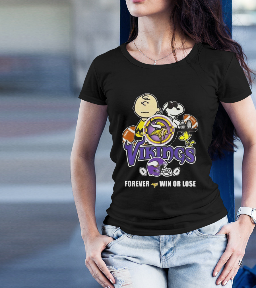 Vikings Snoopy Forever Win Or Lose Charlie Brown Football Peanuts T-Shirt