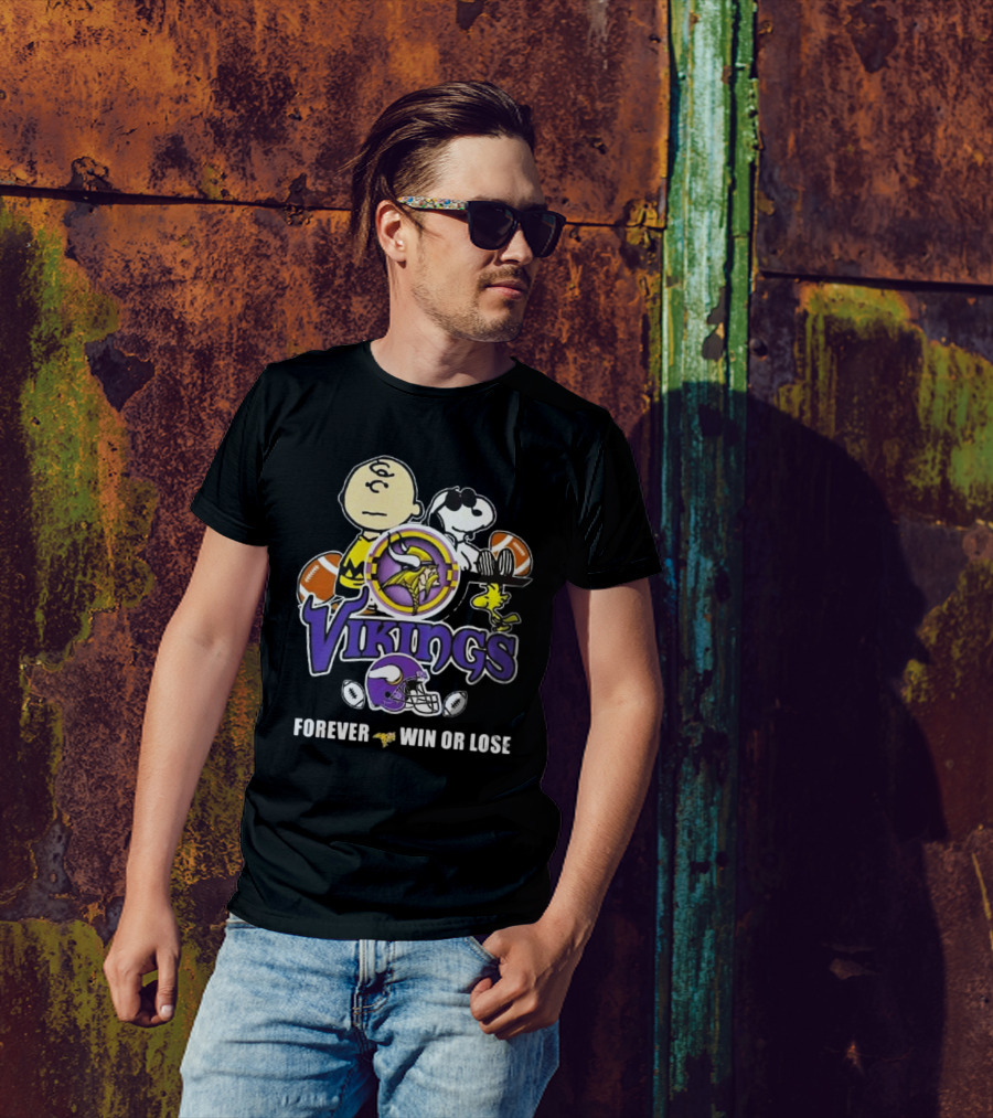 Vikings Snoopy Forever Win Or Lose Charlie Brown Football Peanuts T-Shirt