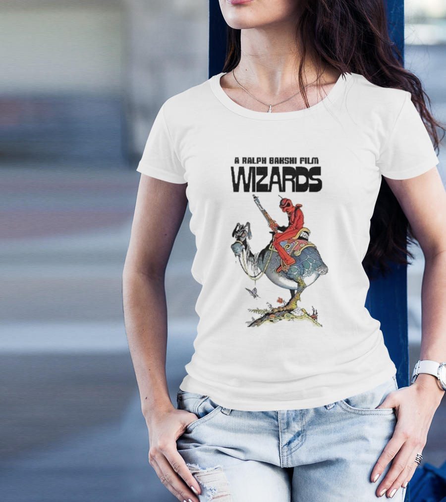 A Ralph Bakshi Film Wizards Fantasy Creature Rider With Staff And Helmet T-Shirt