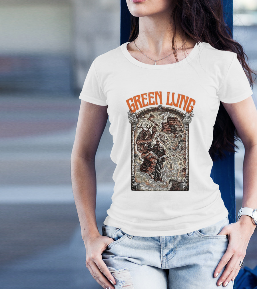 Heathen Neverland Tour 2025 Green Lung Monster Smoke T-Shirt