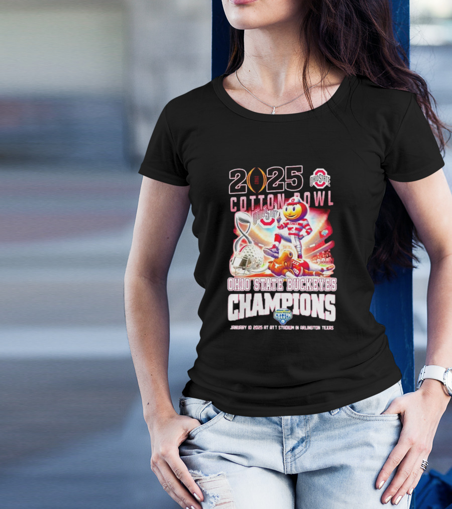 2025 Cotton Bowl Champions Ohio State Buckeyes Brutus At AT&T Stadium January 10 Arlington Texas T-Shirt