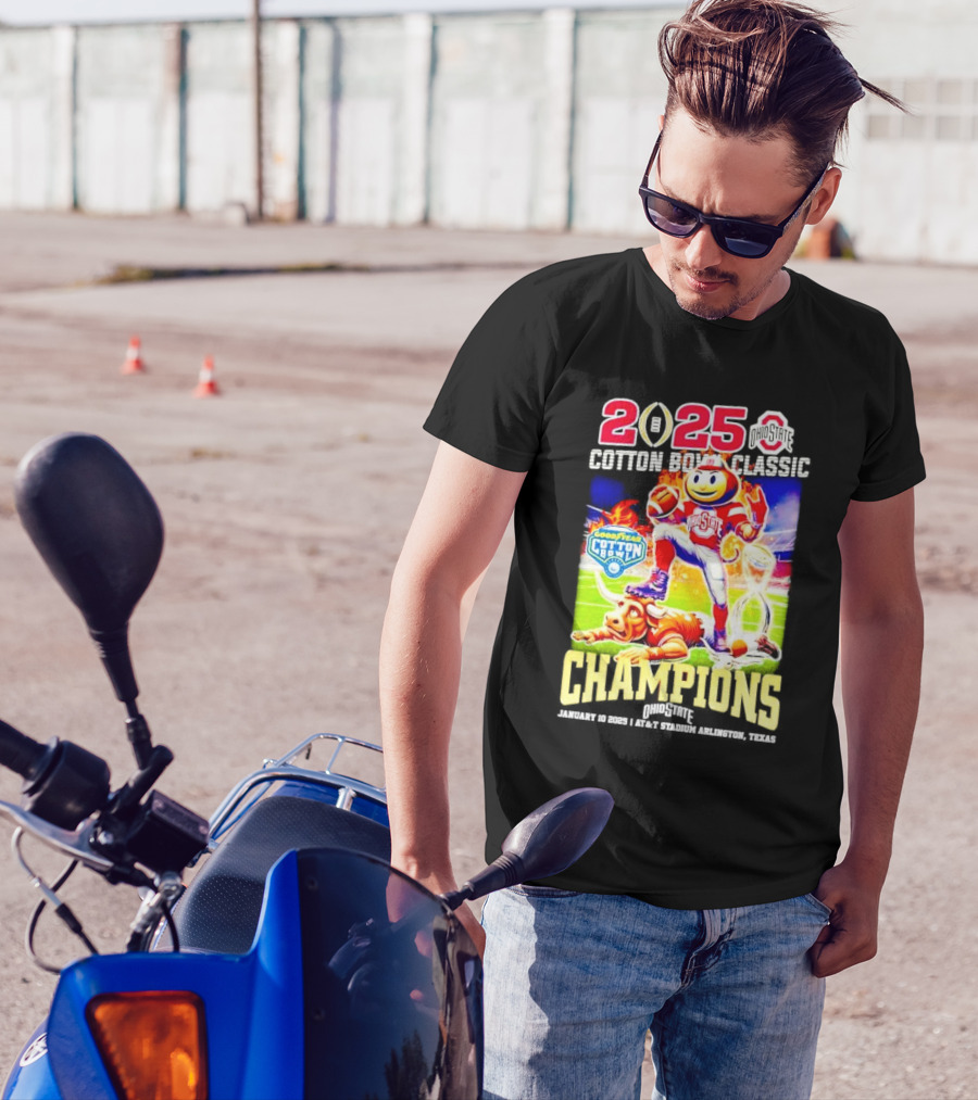 2025 Cotton Bowl Classic Champions Ohio State Buckeyes Brutus Beats Bevo January 10 AT&T Stadium Arlington Texas T-Shirt