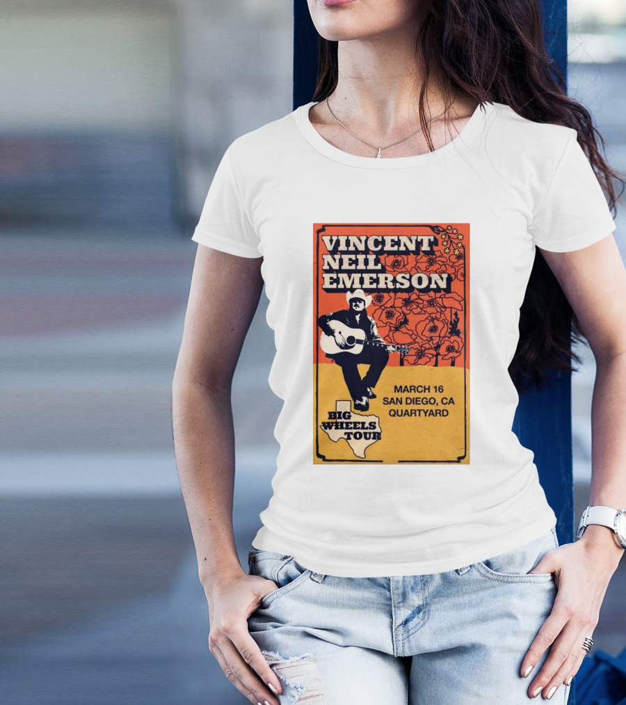 Vincent Neil Emerson Big Wheels Tour March 16 San Diego CA Quartyard T-Shirt