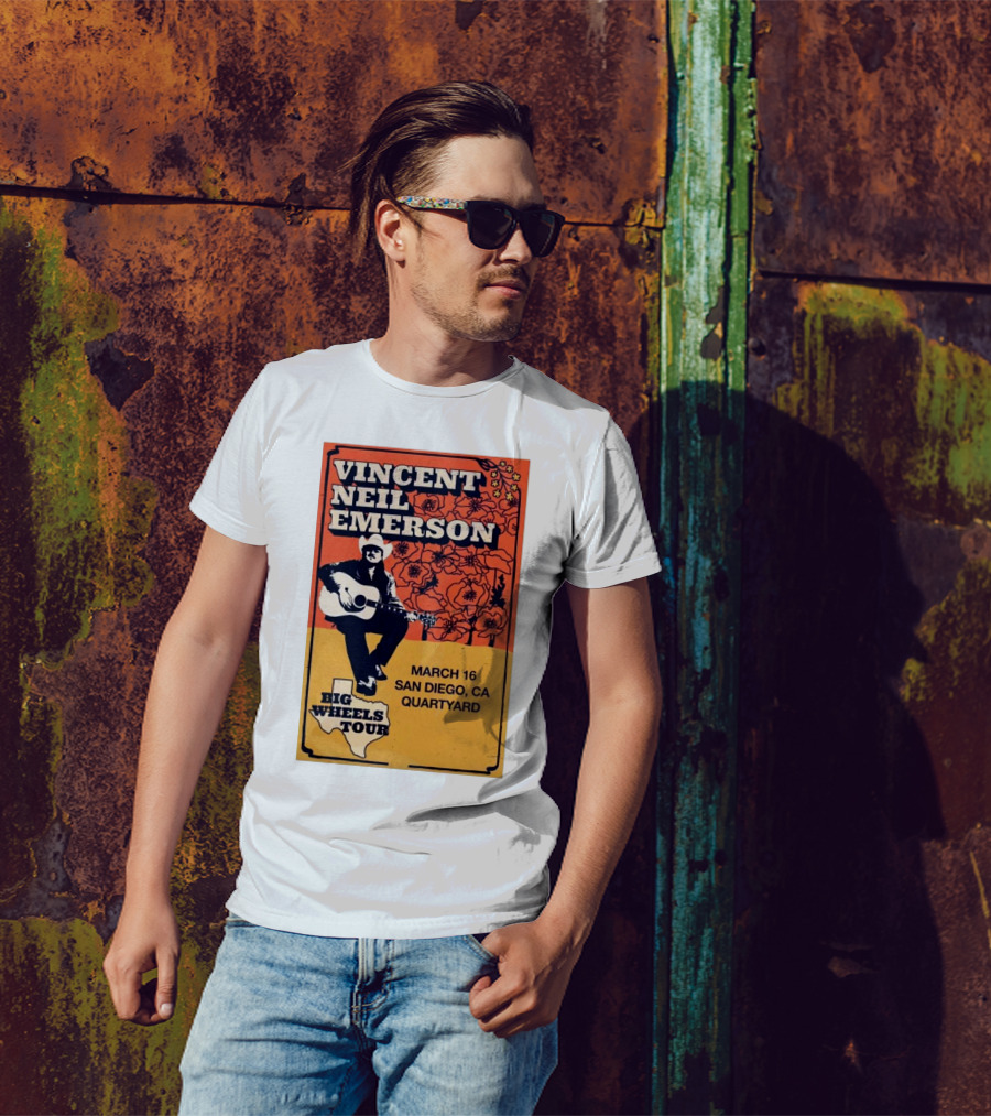 Vincent Neil Emerson Big Wheels Tour March 16 San Diego CA Quartyard T-Shirt