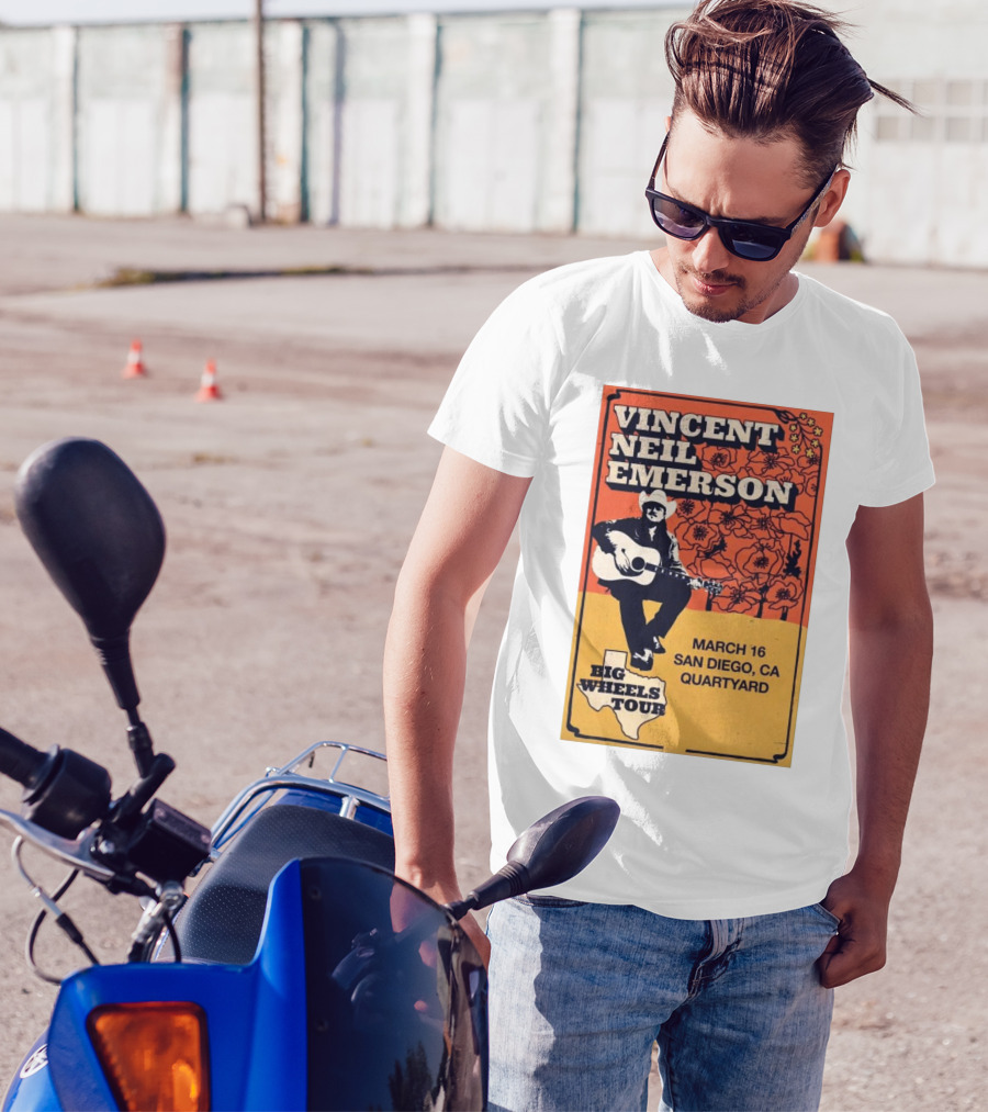 Vincent Neil Emerson Big Wheels Tour March 16 San Diego CA Quartyard T-Shirt