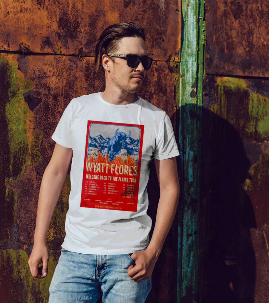 Wyatt Flores Welcome Back To The Plains Tour 2025 Dates And Locations With Charging Bull T-Shirt
