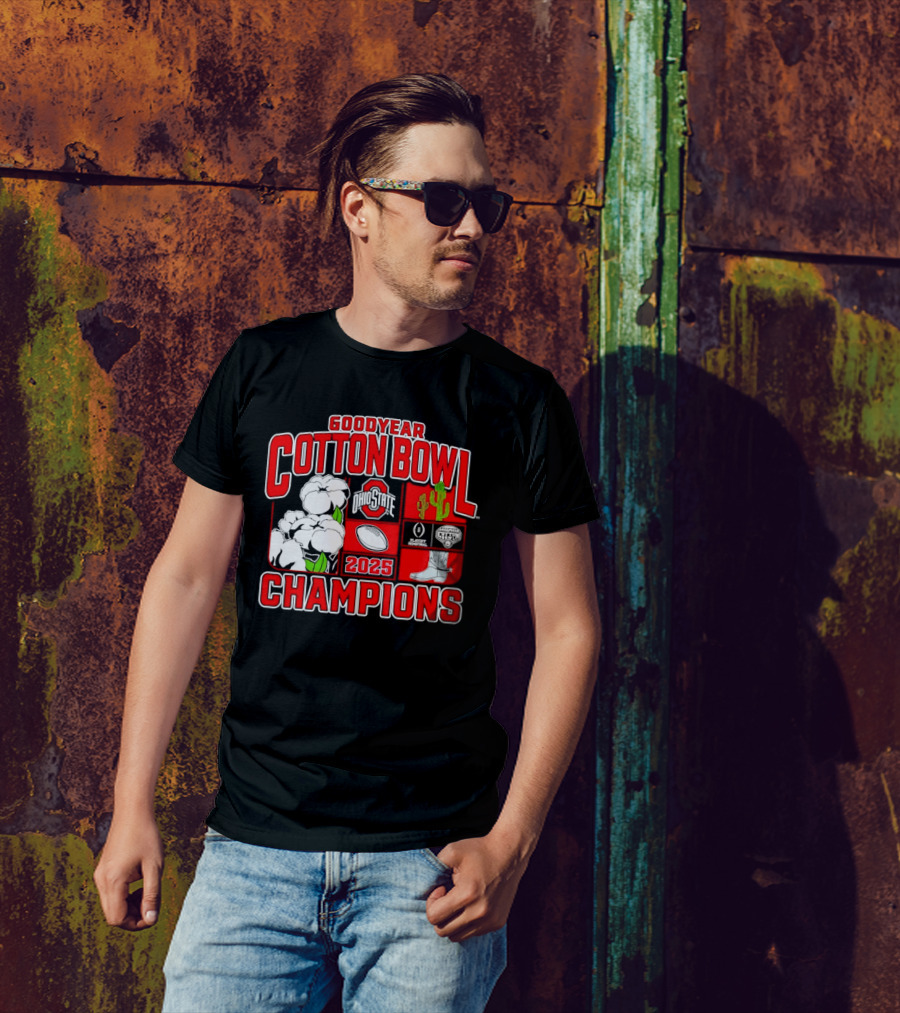 Ohio State Buckeyes 2025 Goodyear Cotton Bowl Champions Football Victory T-Shirt