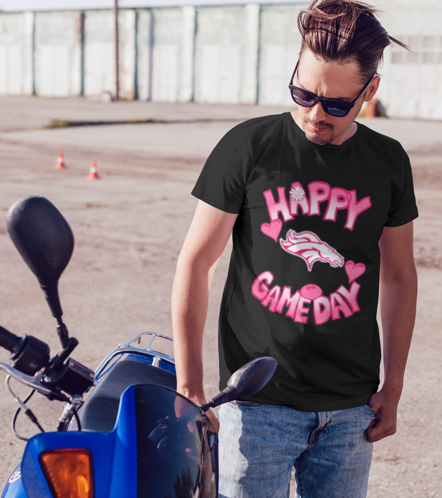 Valentine’s Day Happy Gameday Denver Broncos 2025 Football Hearts T-Shirt