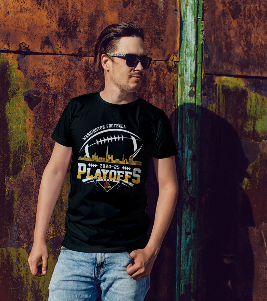 Washington Football 2024-25 Playoffs Skyline Football T-Shirt