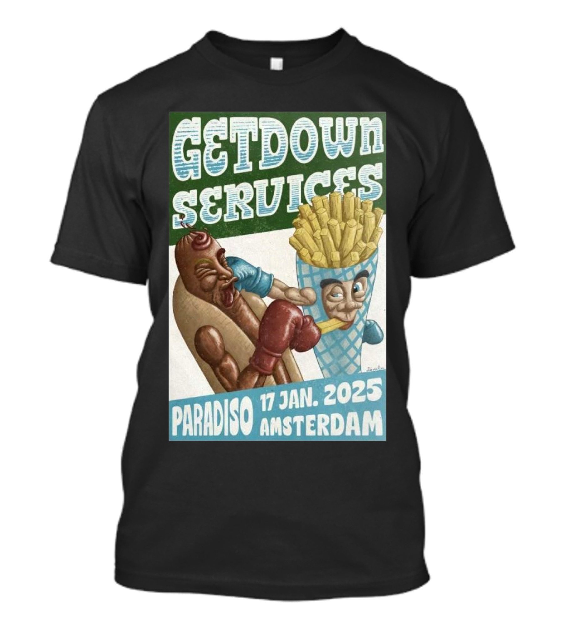 GETDOWN SERVICES AT PARADISO AMSTERDAM 17 JAN 2025 HOT DOG VS FRIES BOXING MATCH T-Shirt