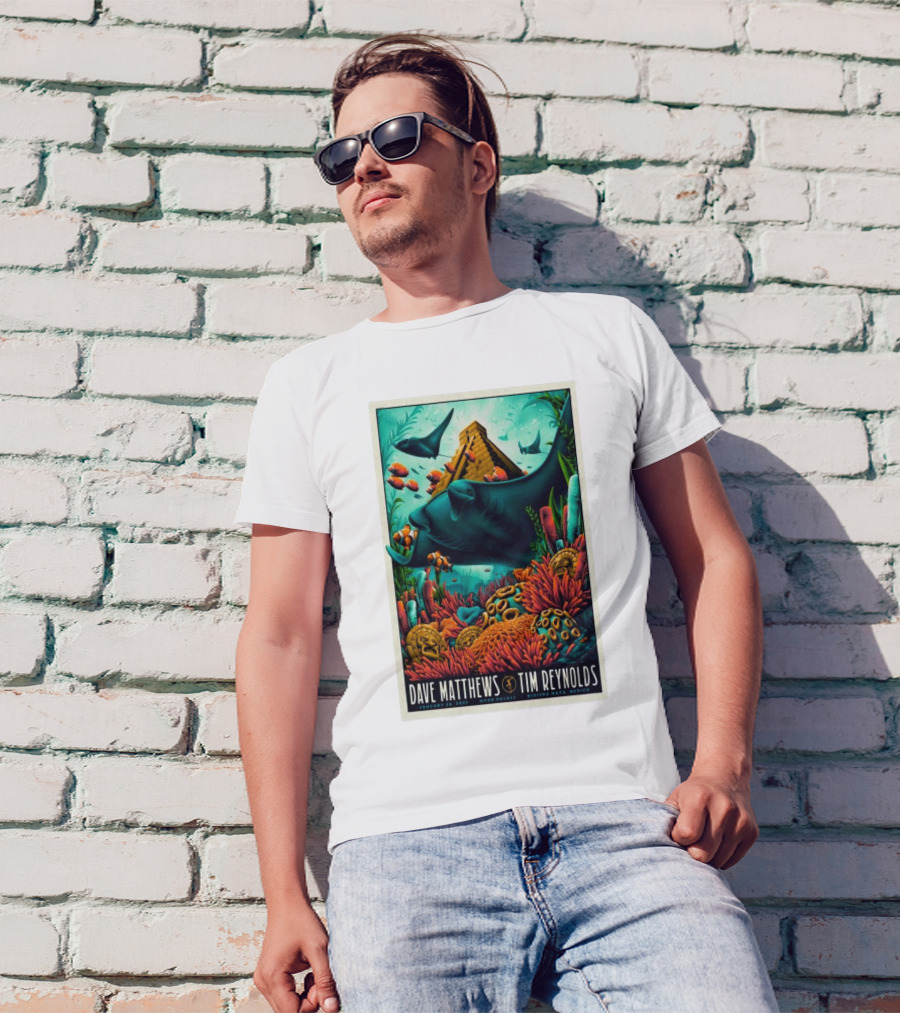 Dave Matthews Tim Reynolds January 26 2025 Moon Palace Riviera Maya Concert Colorful Underwater Scene With Pyramid T-Shirt