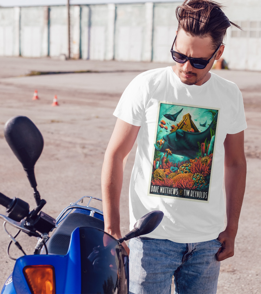 Dave Matthews Tim Reynolds January 26 2025 Moon Palace Riviera Maya Concert Colorful Underwater Scene With Pyramid T-Shirt