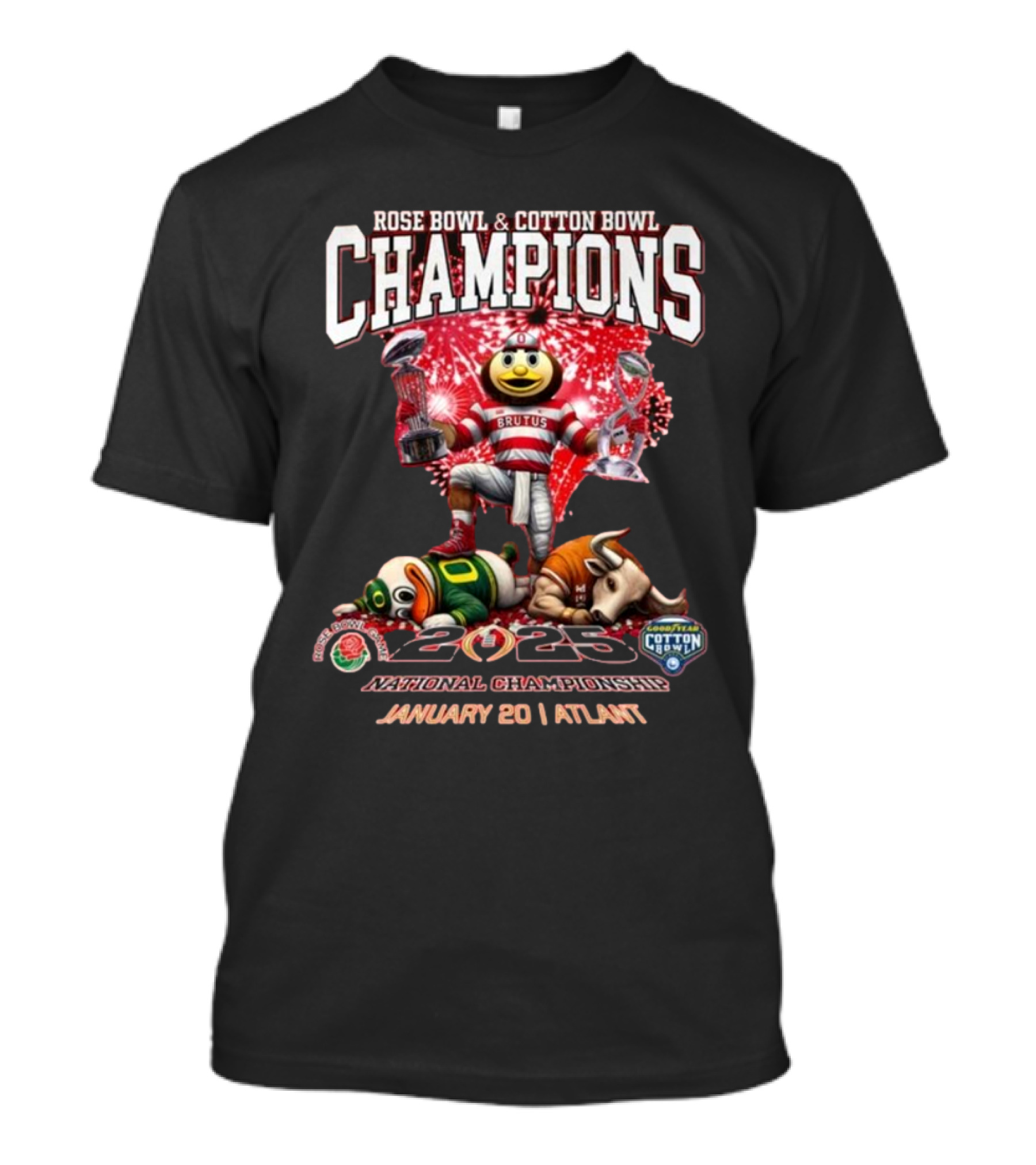 Rose Bowl And Cotton Bowl Champions 2025 National Championship January 20 Atlanta T-Shirt