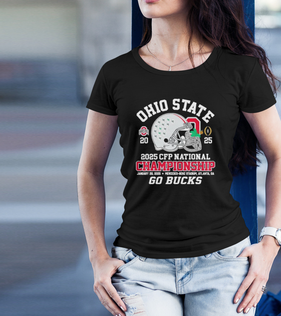 Ohio State Buckeyes 2025 CFP National Championship January 20 Atlanta Mercedes-Benz Stadium Go Bucks Helmet T-Shirt