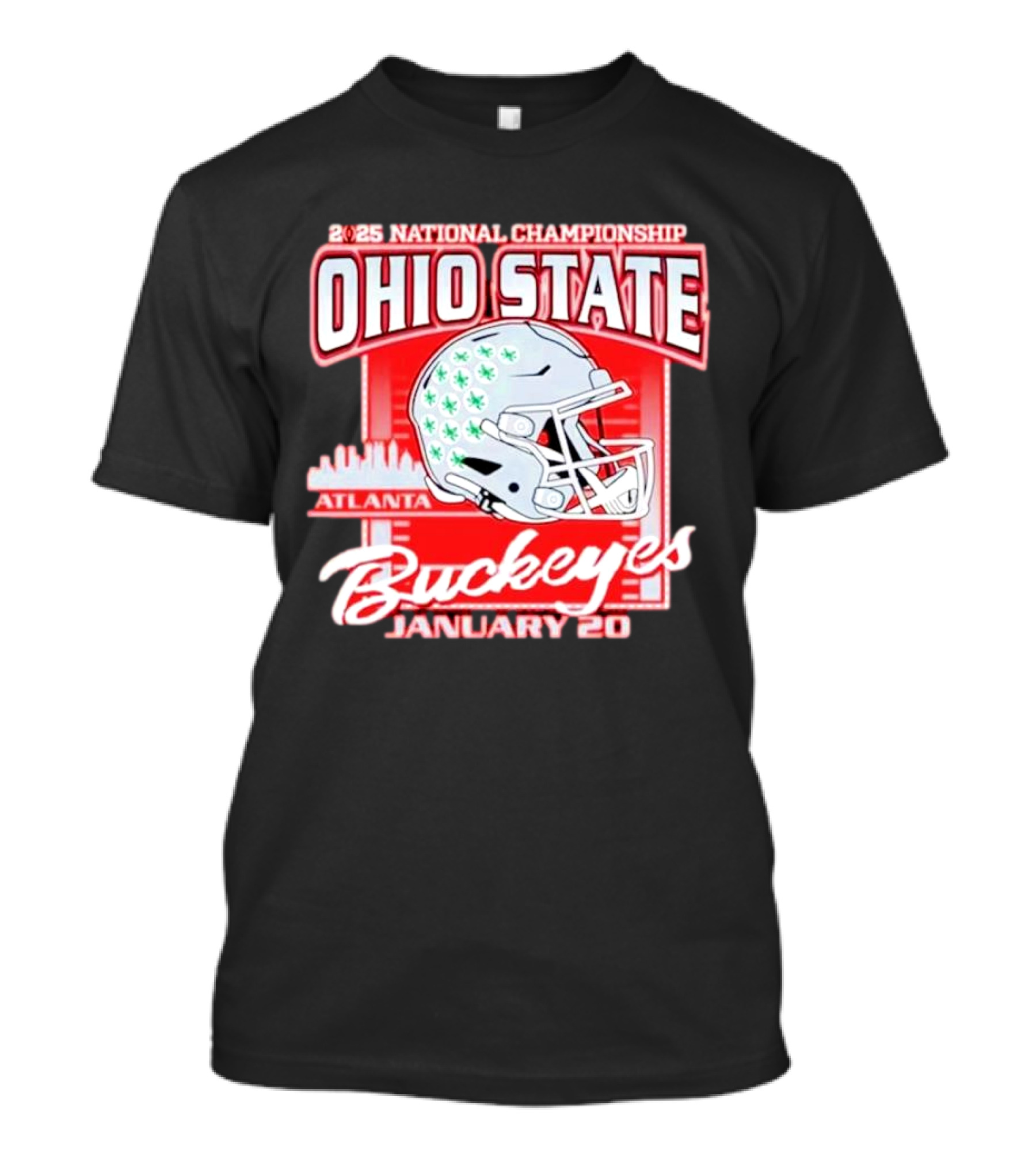 Ohio State Buckeyes Red 2025 National Championship Atlanta January 20 Helmet T-Shirt