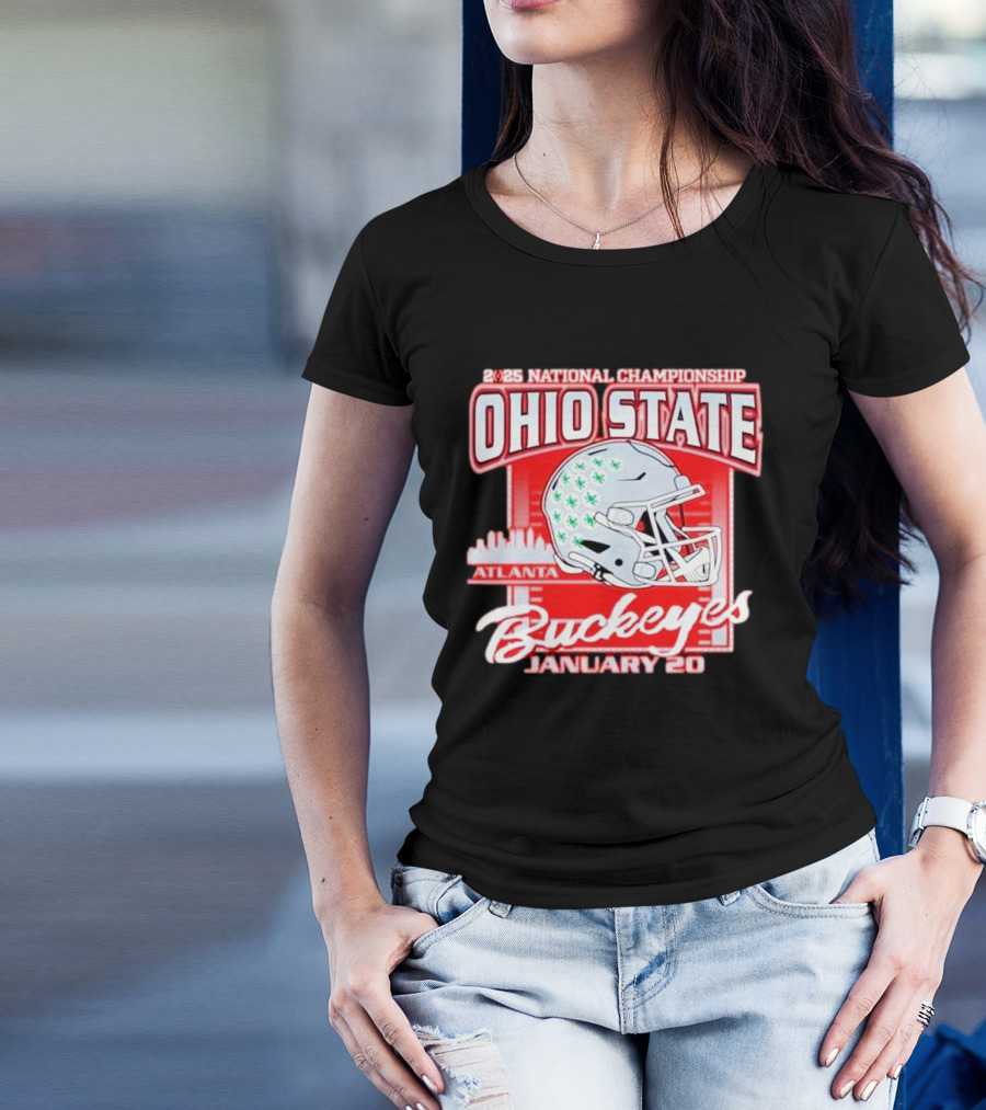 Ohio State Buckeyes Red 2025 National Championship Atlanta January 20 Helmet T-Shirt