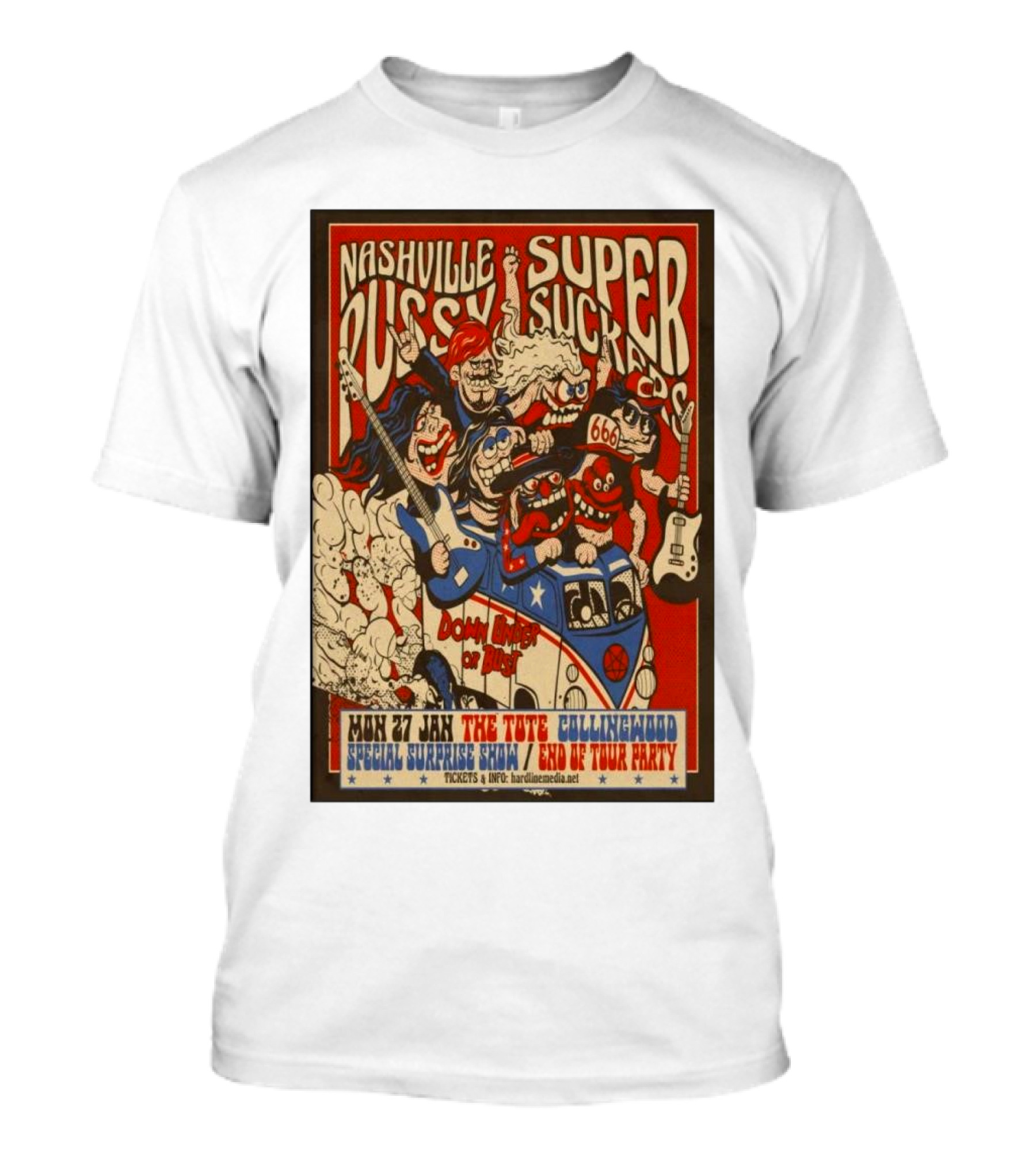 Nashville Pussy And Supersuckers The Tote Australia Jan 27 End Of Tour Party Concert T-Shirt