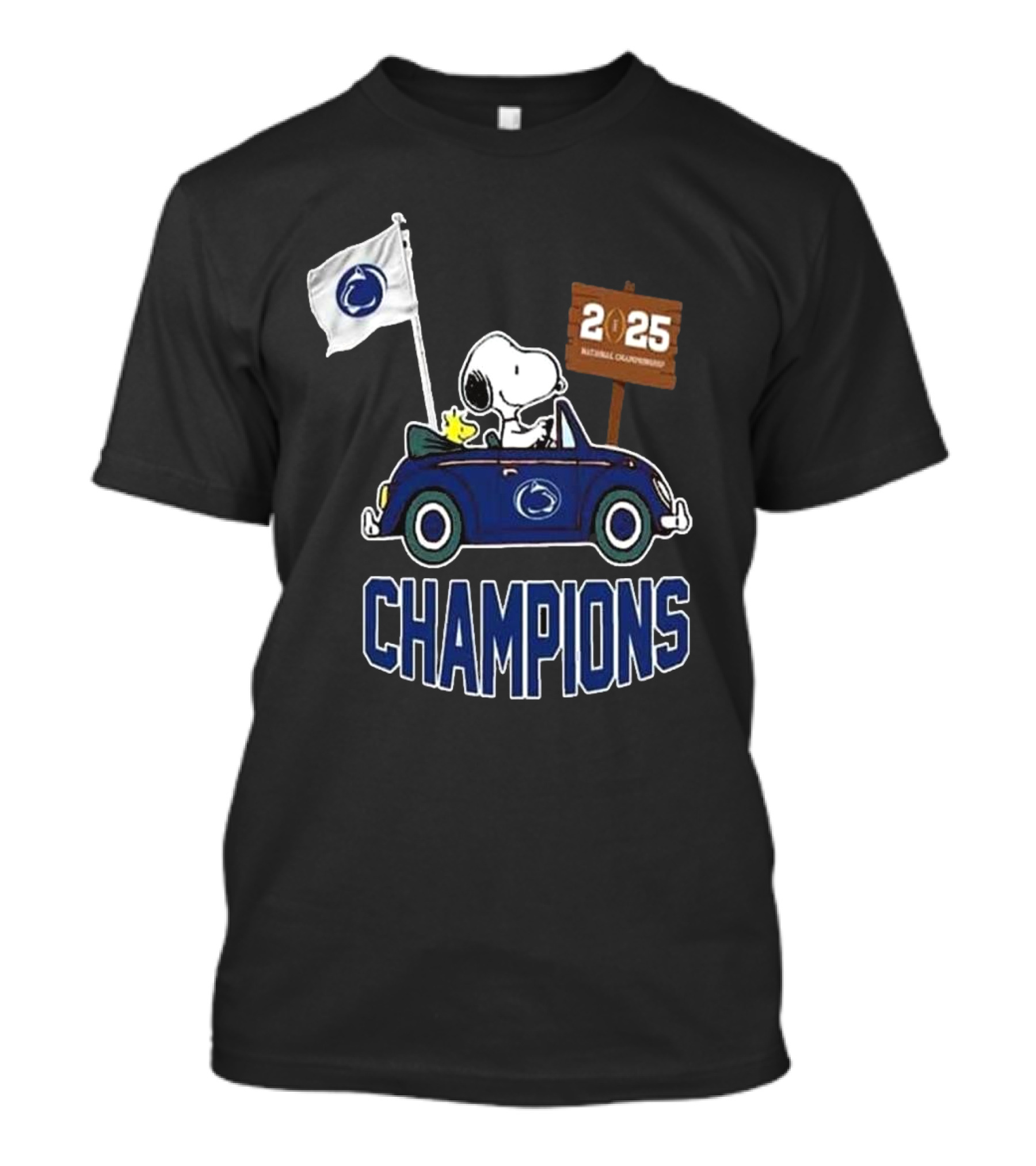 Snoopy Woodstock Driving Car Penn State National Championship 2025 Champions T-Shirt