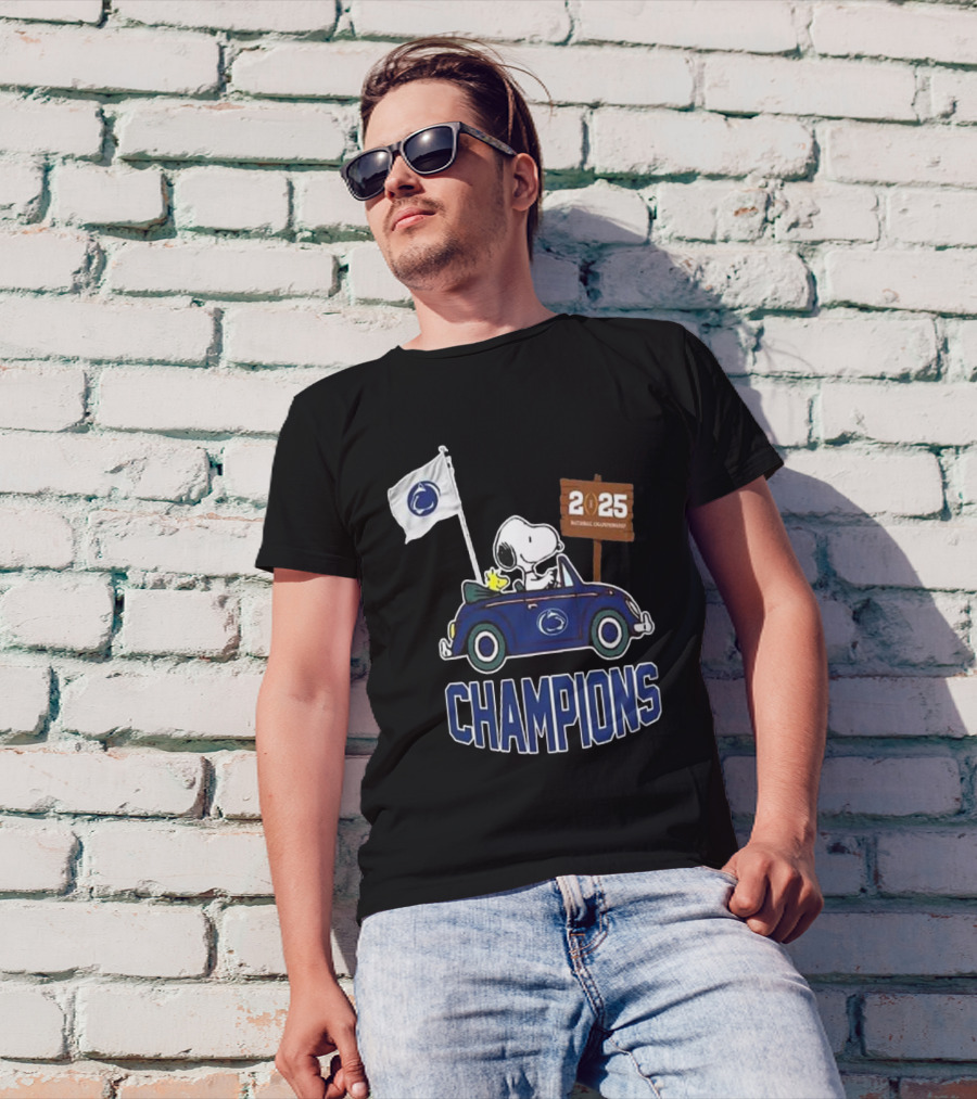 Snoopy Woodstock Driving Car Penn State National Championship 2025 Champions T-Shirt