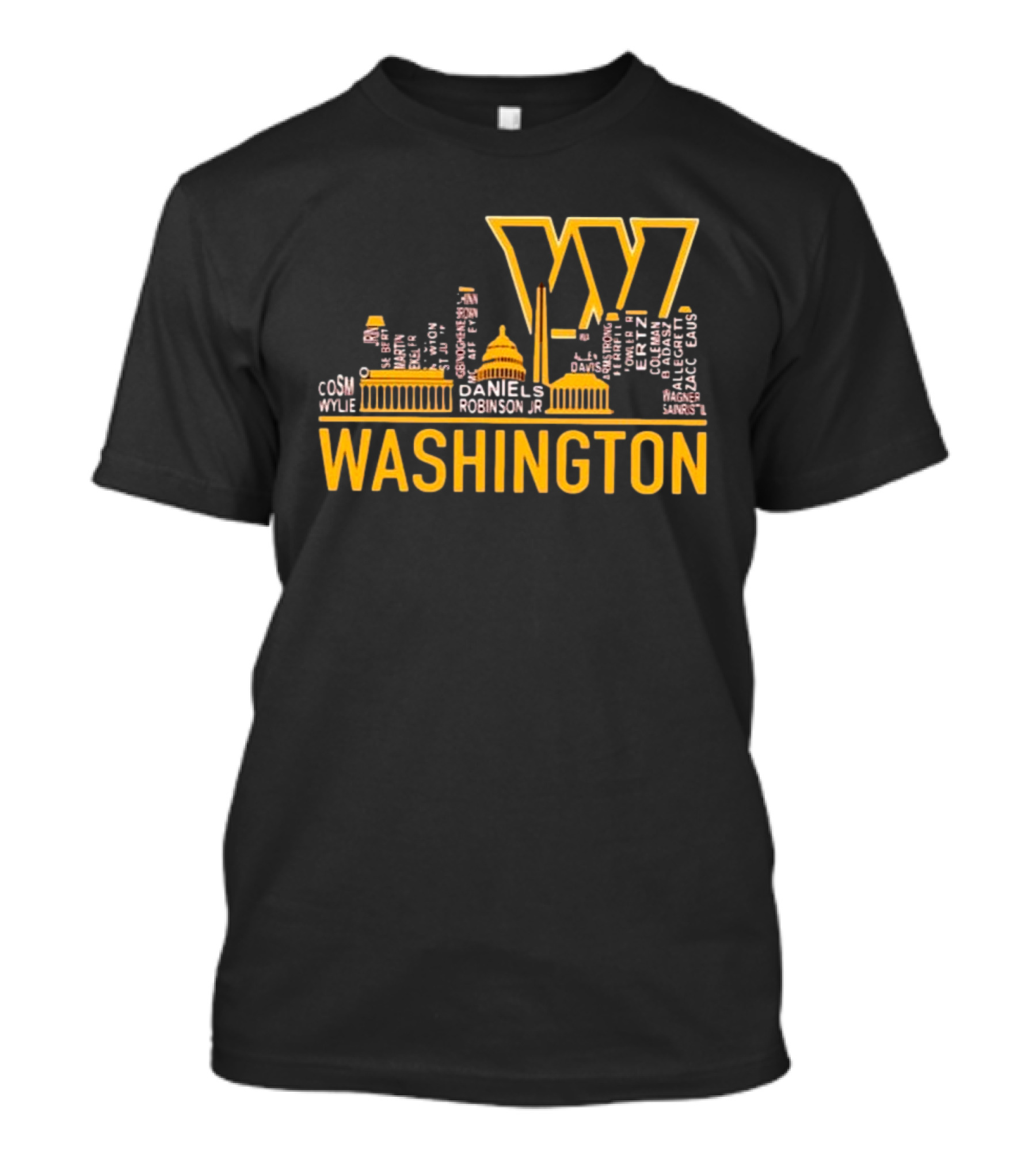 Washington Commanders 2025 Washington City Skyline Featuring Team Names T-Shirt
