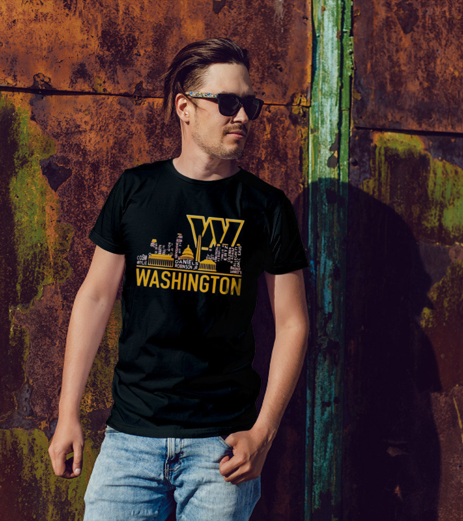 Washington Commanders 2025 Washington City Skyline Featuring Team Names T-Shirt