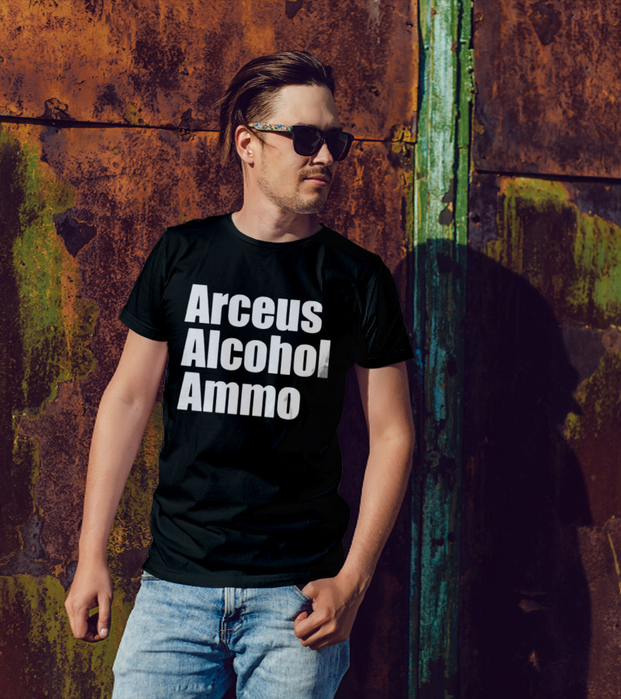 Arceus Alcohol Ammo Black Bold Text Block T-Shirt