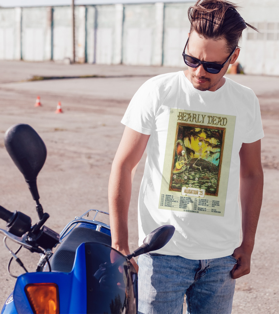 Bearly Dead Alliga Tour 2025 Florida With Skeletons And Guitars Adventure T-Shirt