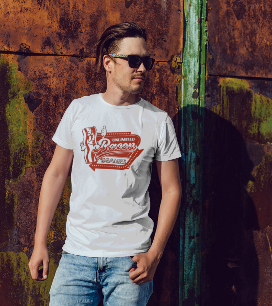 Chuckle Sandwich Unlimited Bacon But No Games T-Shirt