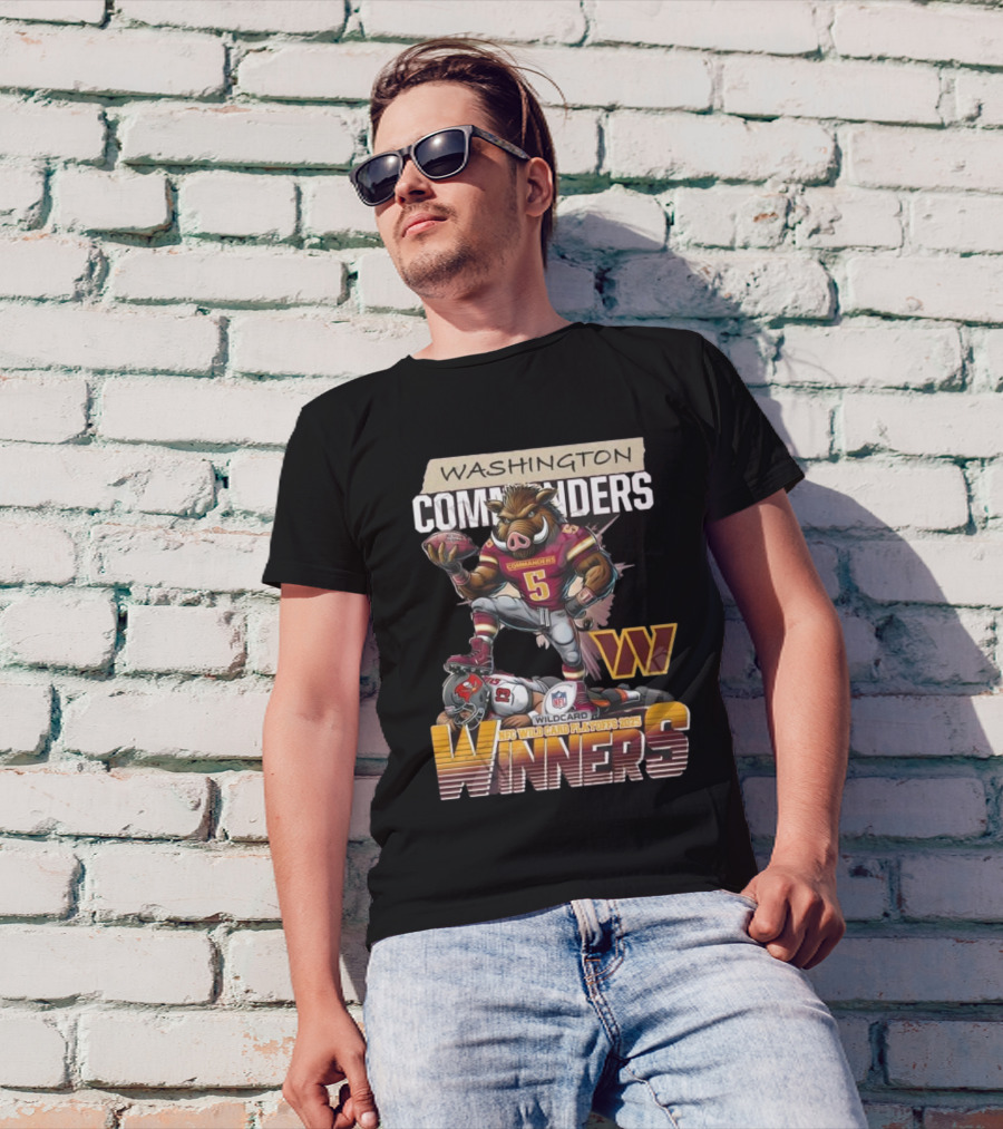 Washington Commanders NFC Wild Card Playoffs 2025 Winners Mascot T-Shirt