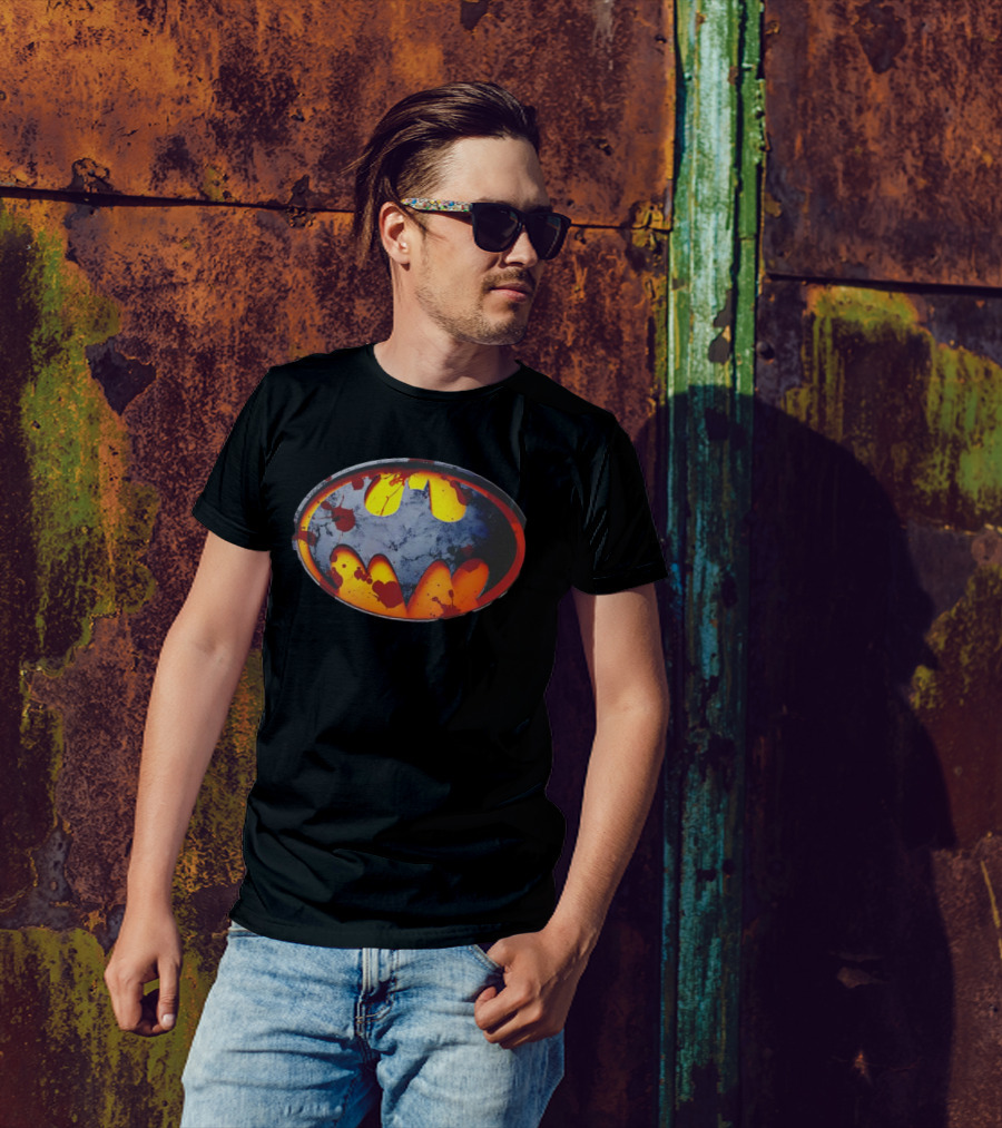 Batman Symbol With Grunge And Blood Splatter Effects T-Shirt
