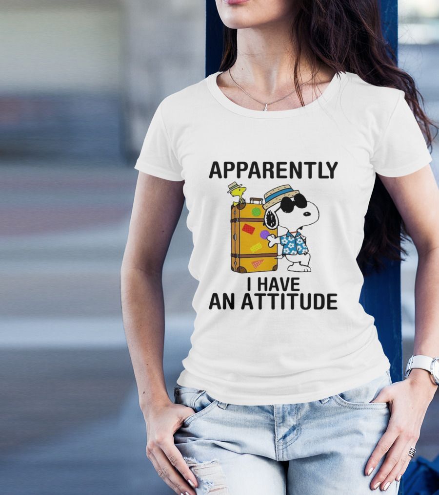 Apparently I Have An Attitude Snoopy With Woodstock And Suitcase T-Shirt