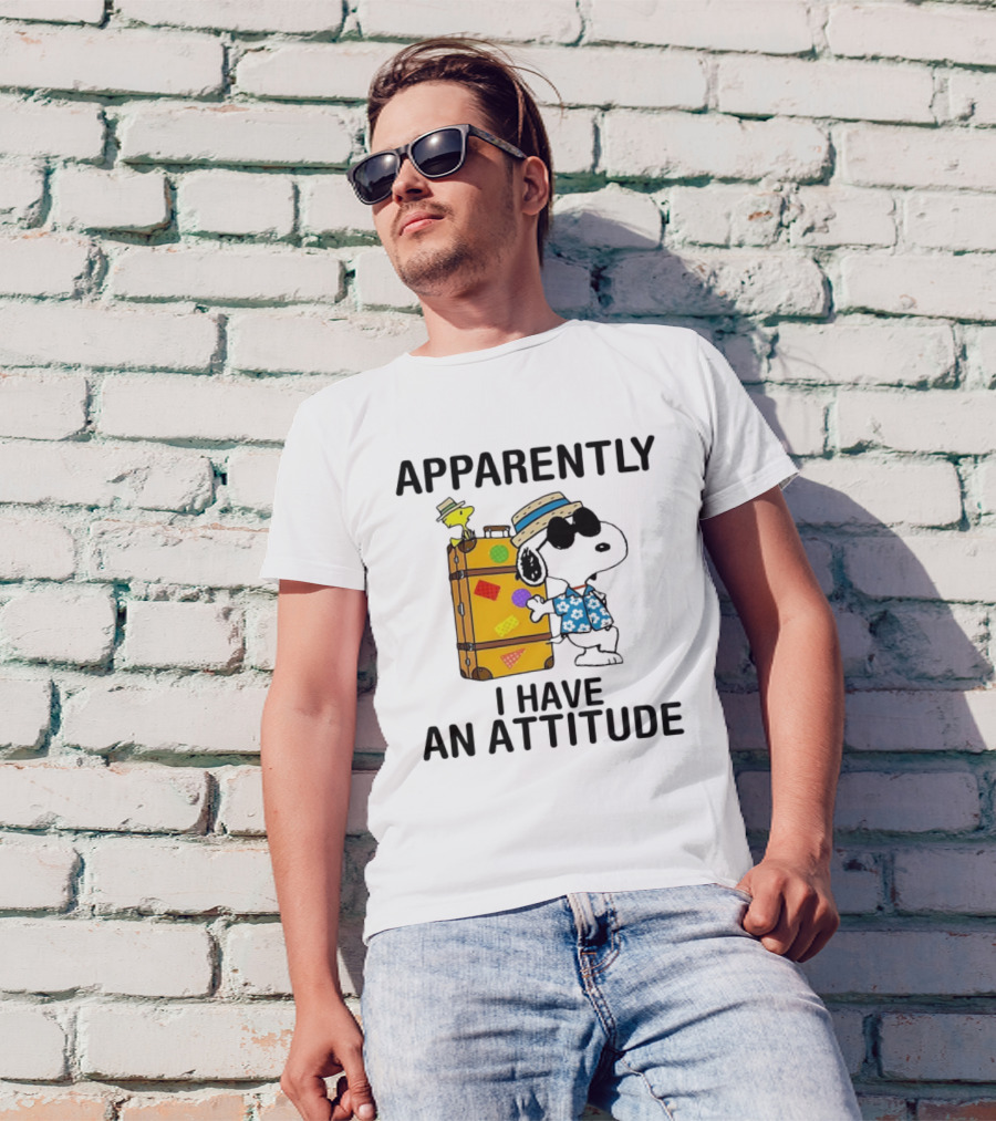 Apparently I Have An Attitude Snoopy With Woodstock And Suitcase T-Shirt