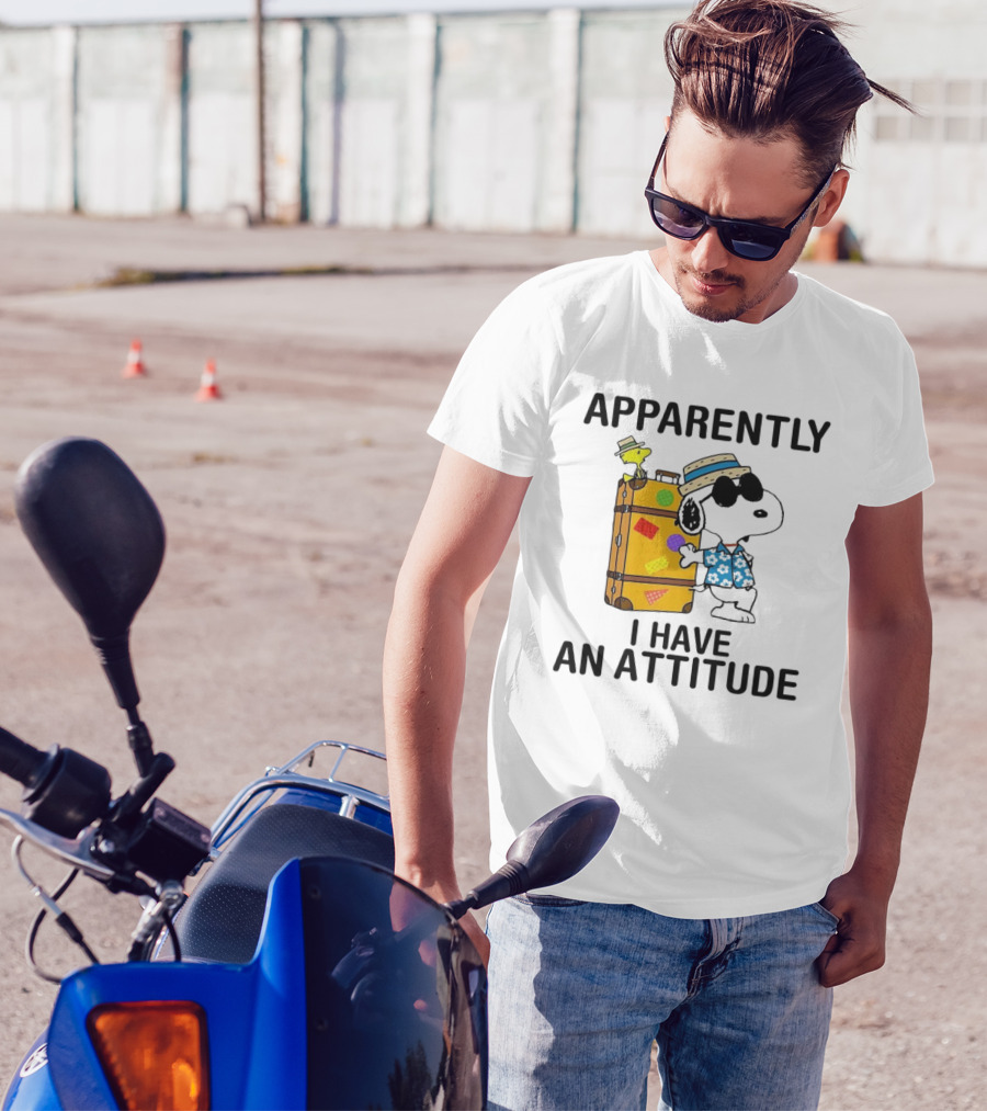 Apparently I Have An Attitude Snoopy With Woodstock And Suitcase T-Shirt