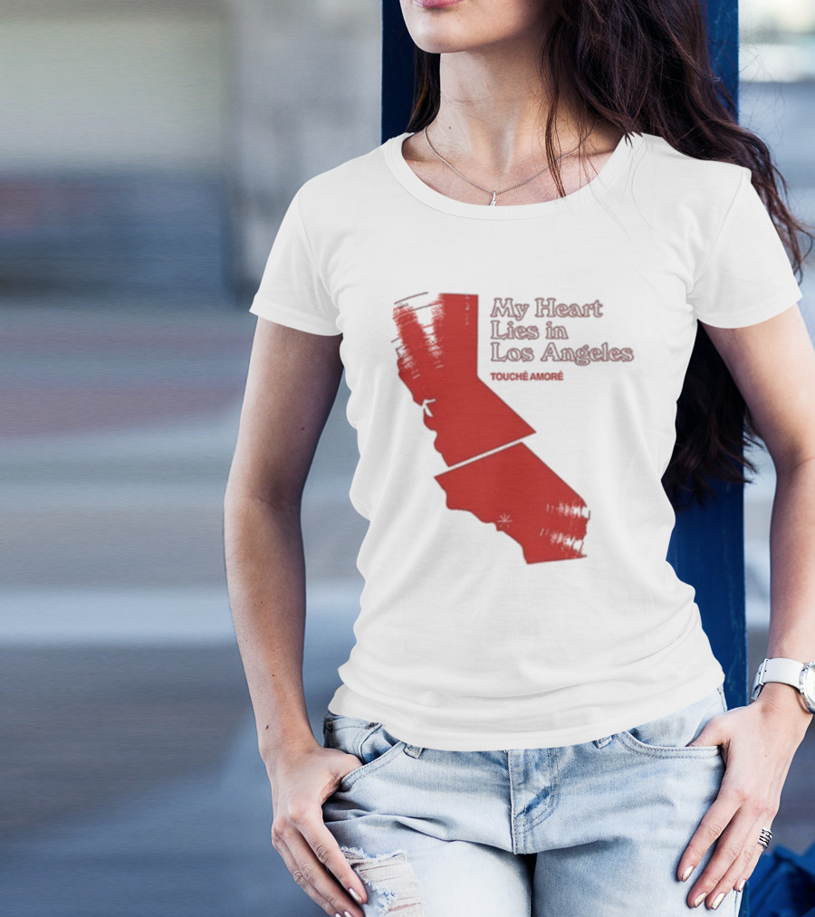 Touché Amoré My Heart Lies In Los Angeles California Map Red T-Shirt