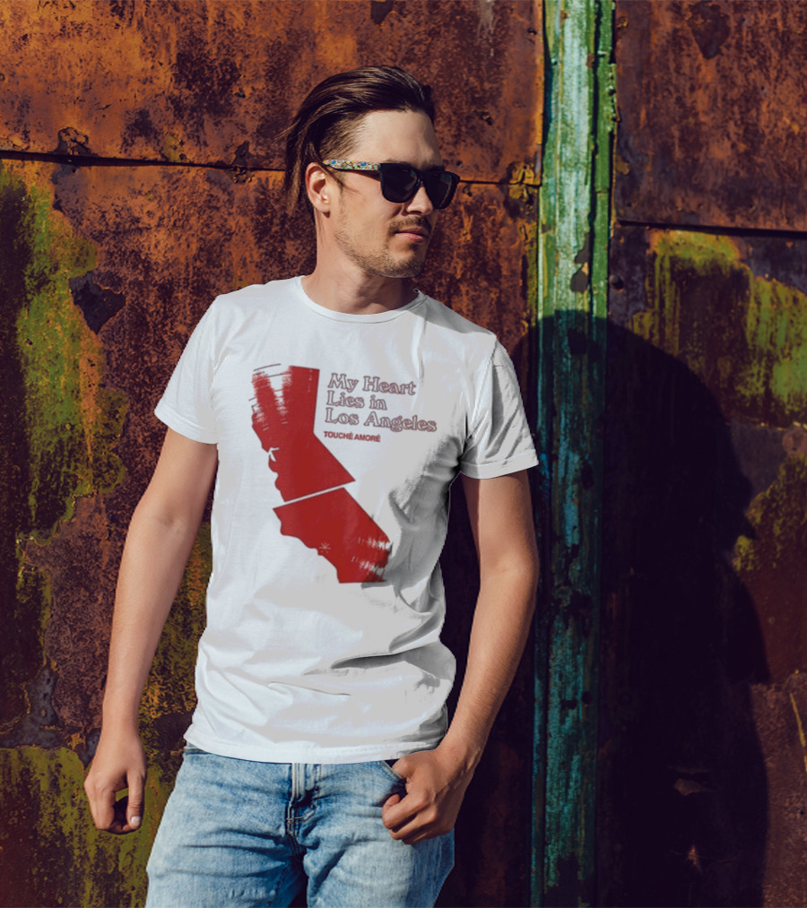 Touché Amoré My Heart Lies In Los Angeles California Map Red T-Shirt