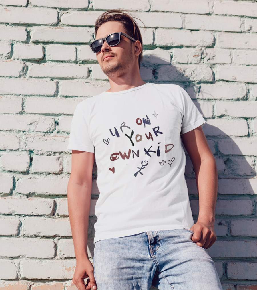 Ur On Your Own Kid Handwritten Hearts And Stars Motif T-Shirt