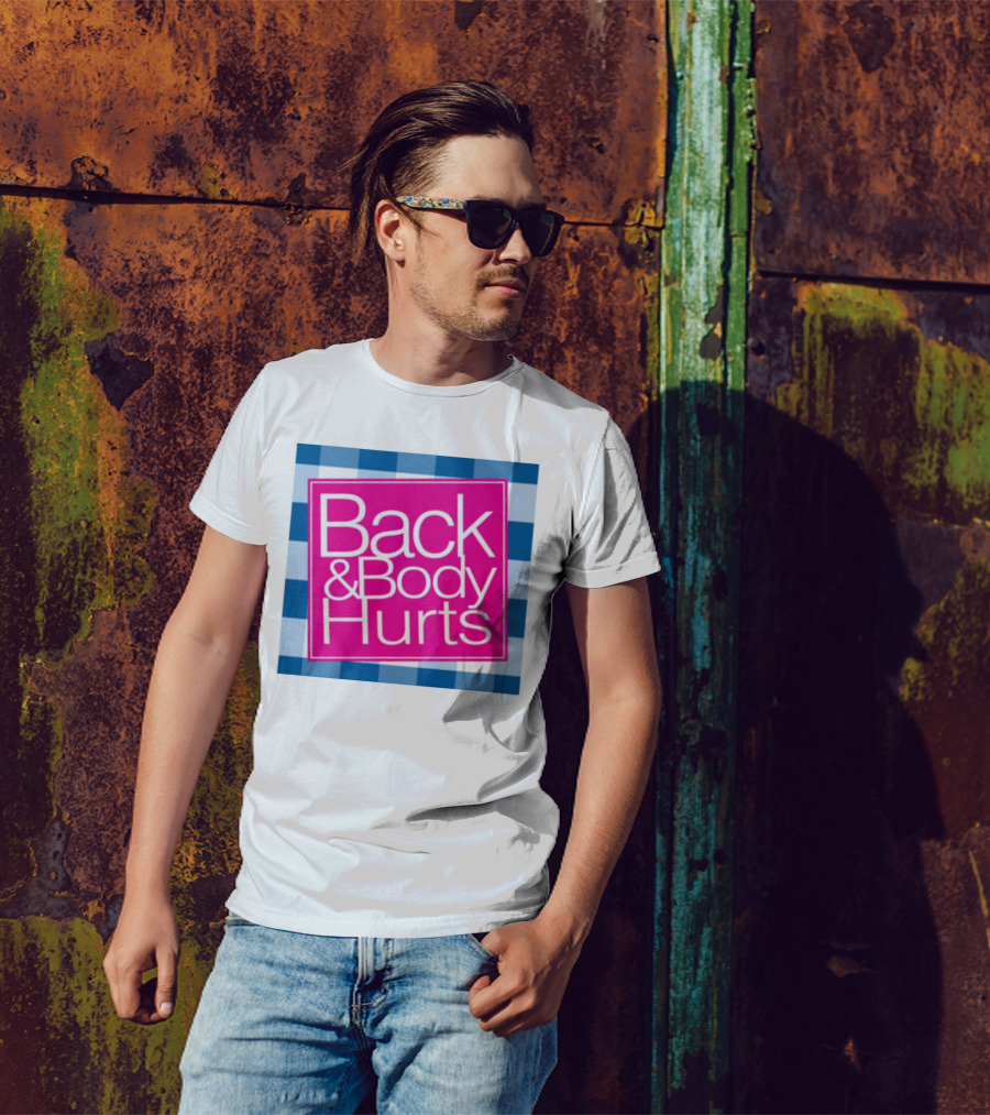 Back And Body Hurts Blue Checkered Square T-Shirt