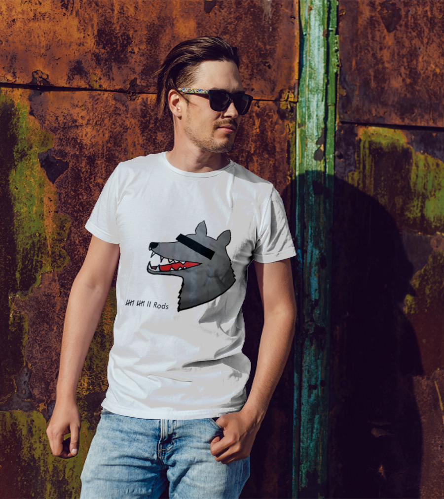 12 Rods Lost Time Wolf Head With Red And Black Accents T-Shirt