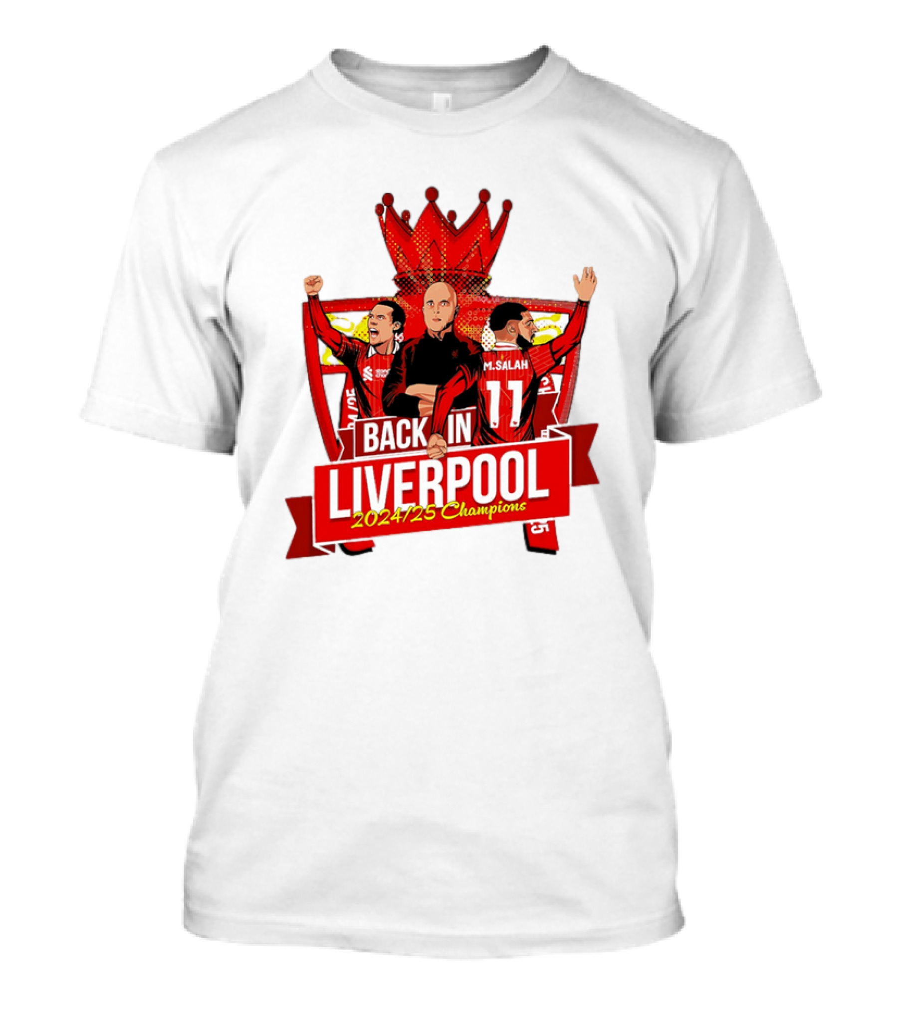 Back In Liverpool 2024-25 Champions M. Salah S. Gerrard Soccer Victory T-Shirt