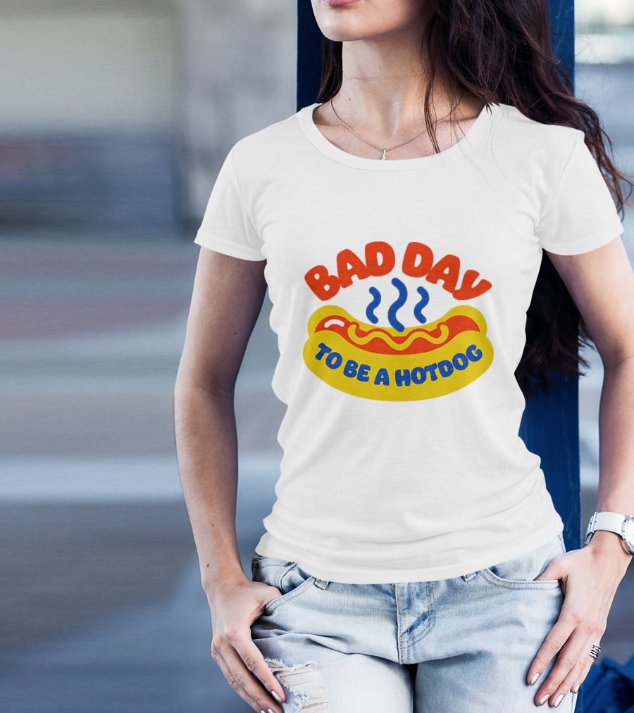 Bad Day To Be A Hotdog With Steaming Hotdog Graphic T-Shirt
