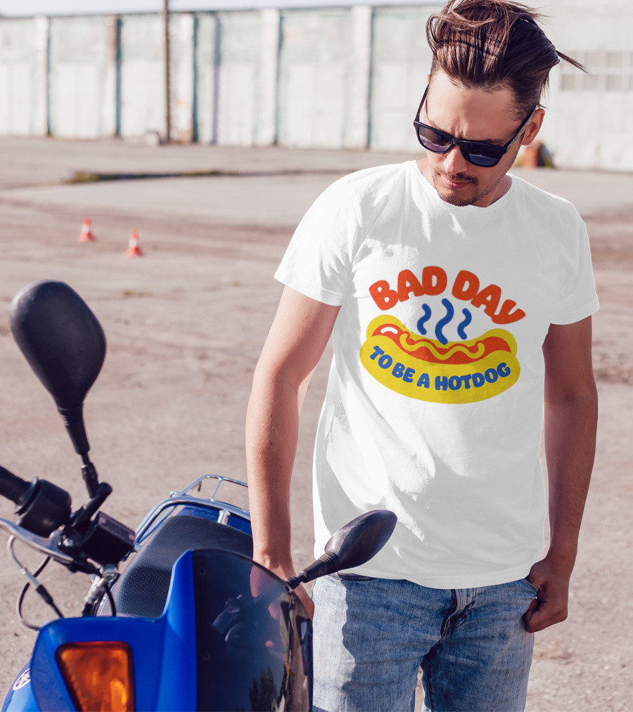 Bad Day To Be A Hotdog With Steaming Hotdog Graphic T-Shirt