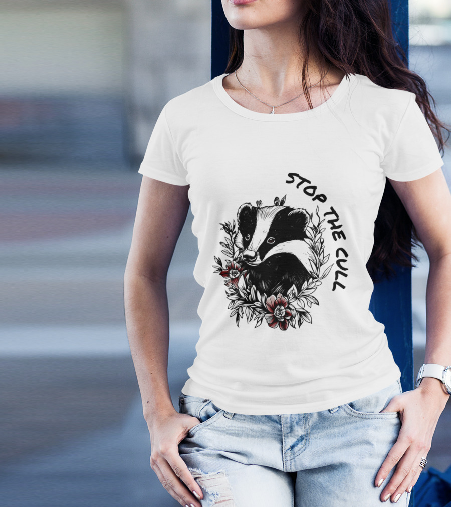 Badger Stop The Cull Floral Design T-Shirt