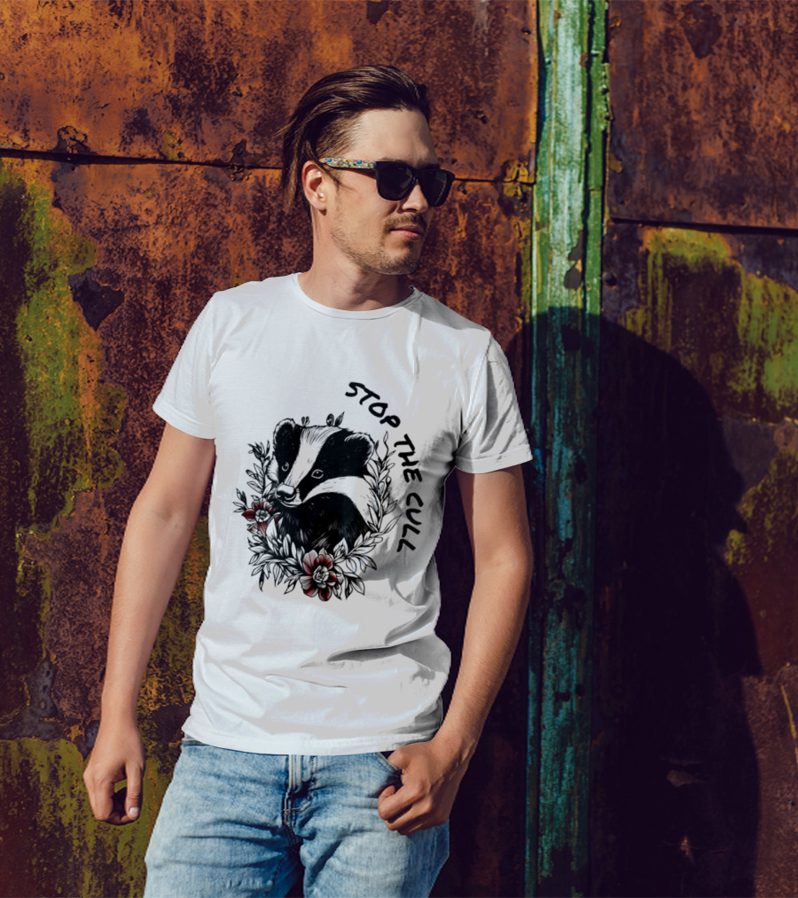 Badger Stop The Cull Floral Design T-Shirt
