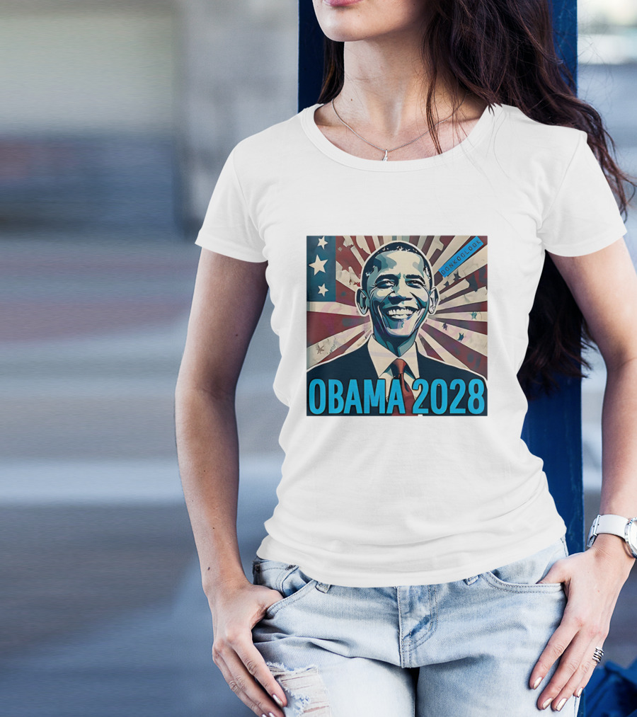 Obama 2028 American Flag Donkoolook T-Shirt