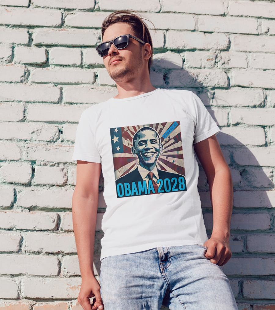 Obama 2028 American Flag Donkoolook T-Shirt