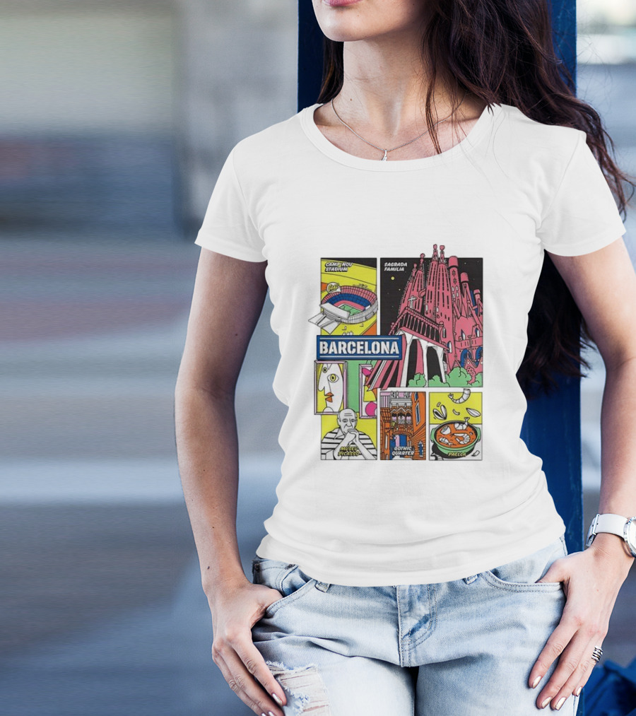 Barcelona Sagrada Familia Camp Nou Museu Picasso Gothic Quarter Paella T-Shirt