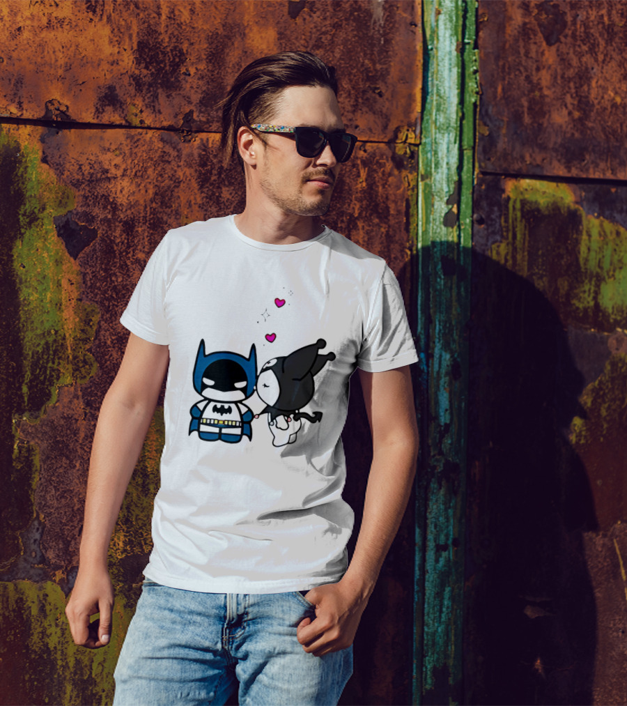 Batman Kuromi Kiss Cartoon With Hearts T-Shirt