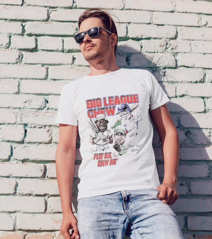 Big League Chew Play Big Chew Big Baseball Caricature T-Shirt