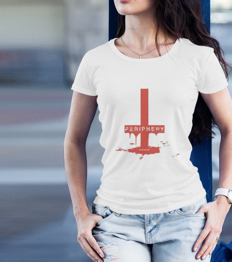 Periphery Blood Like Wine Dripping Cross Design T-Shirt